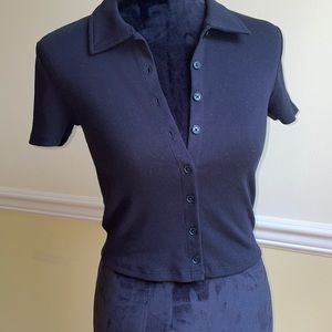 NWT Forever21 black collared shirt